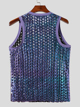 Mens Ombre Metallic Hollow Out Sleeveless Vest SKUK10285