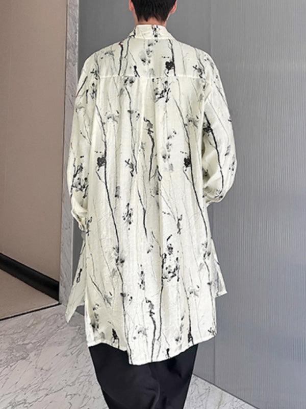 Mens New Chinese Style Ink Print Shirt SKUK59931