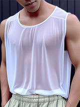 Mens See Through Solid Sleeveless Vest SKUK49711