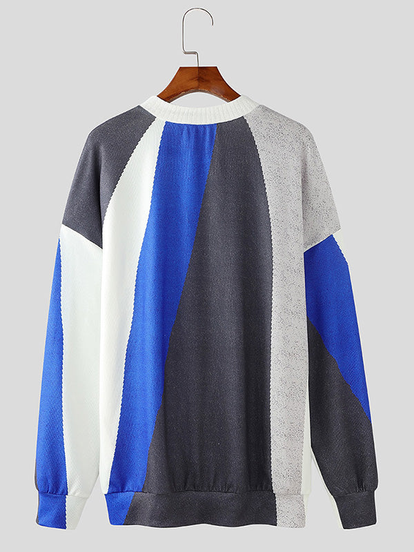 Mens Color-Block Long-Sleeve Pullover T-Shirt SKUK88178