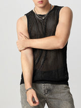 Mens Hollow Out Crew Neck Sleeveless Vest SKUK49604