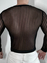 Mens Striped Sheer Long-Sleeve T-Shirt SKUK91508