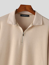 Mens Solid Quarter Zip Casual Golf Shirt SKUK34667