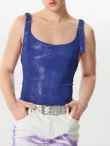 Mens Glitter Metal Buckle Strap Sleeveless Vest SKUK45337