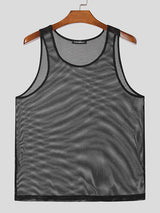 Mens Mesh See Through Solid Sleeveless Vest SKUK36522