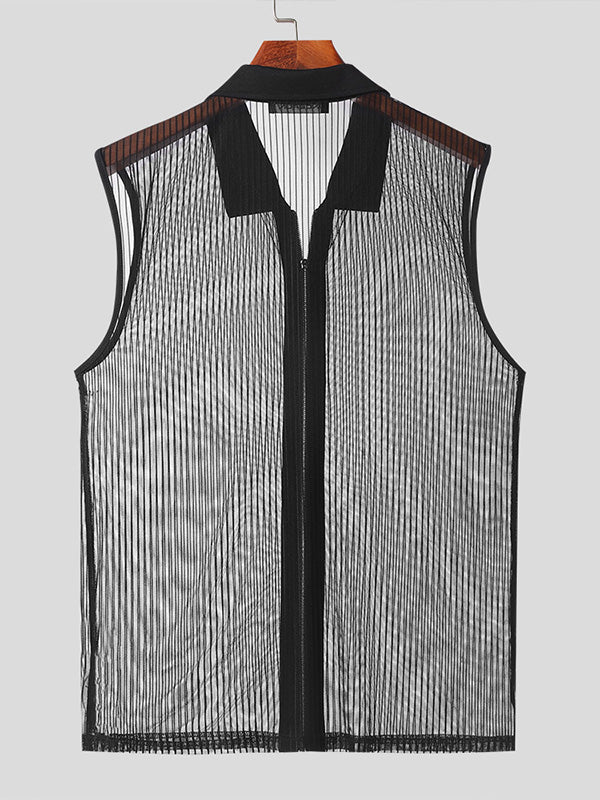 Mens Mesh See Through Zip Front Vest SKUK51167