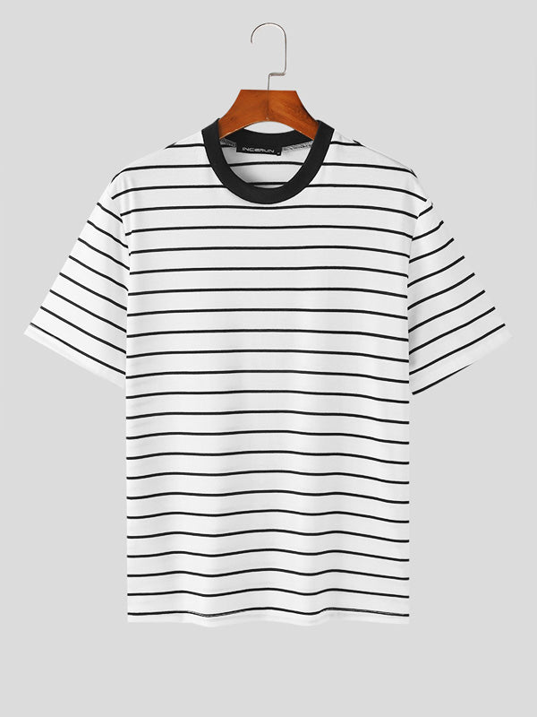 Mens Striped Crew Neck Short Sleeve T-Shirt SKUK52967