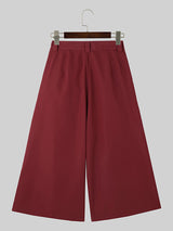 Mens Solid Patchwork Irregular Wide-Leg Pants. SKUK56343