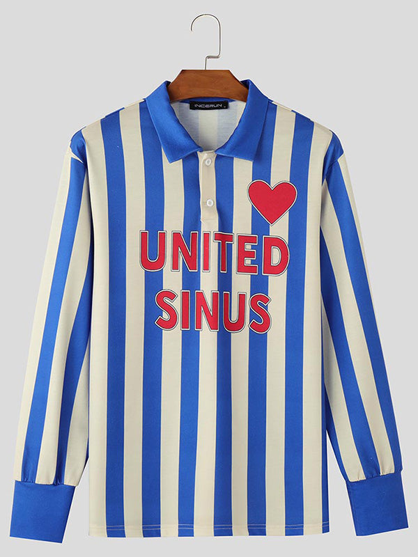 Mens Valentine's Day Striped Long Sleeve Shirt SKUK83233