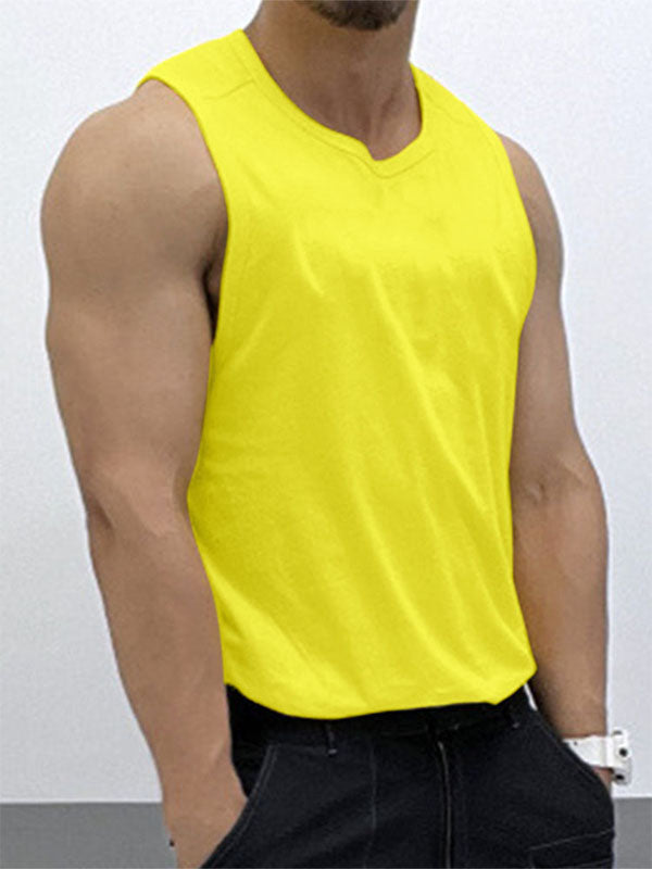 Mens Solid Color Slim Fit Sleeveless Tank SKUK73694