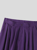 Mens Solid Pleated Side Pockets Loose Pants SKUK61376