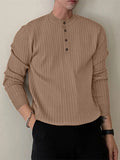 Mens Solid Half Button Knit Pullover Sweater SKUK26949