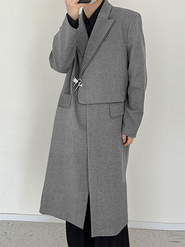 Mens Vintage-Inspired Long Sleeve Coat SKUK75379