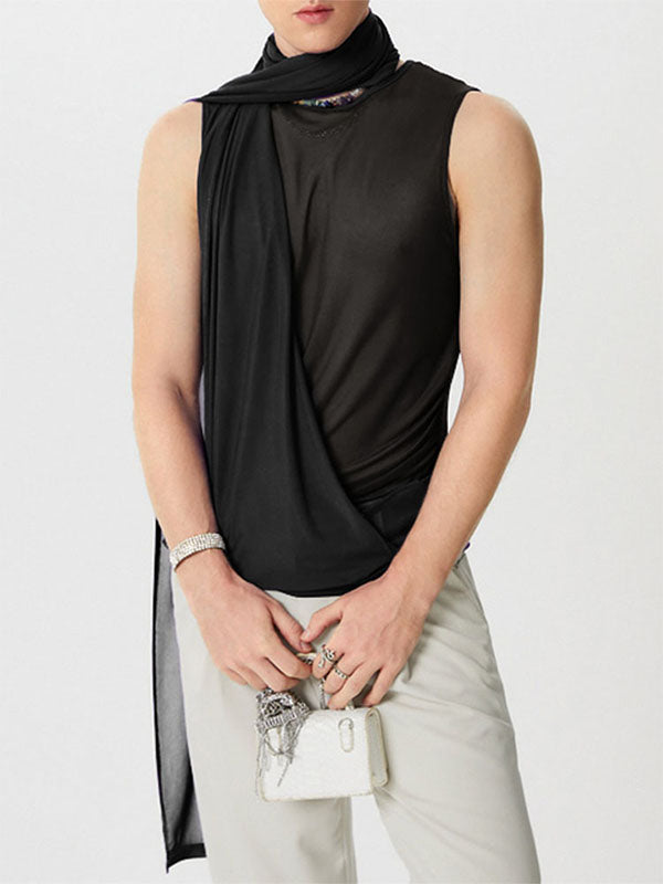 Mens Mesh Sheer Fitted Sleeveless Tank SKUK66761