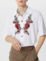 Mens Floral Print Knit Short Sleeve Shirt SKUK62897