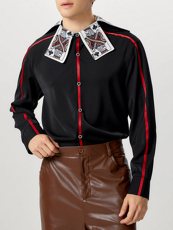 Mens Playing Card Decor Long-Sleeve Shirt SKUK79556