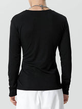 Mens Cutout Knit Long Sleeve T-Shirt SKUK36562