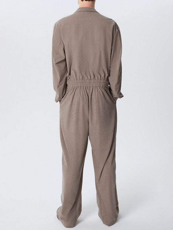 Mens Textured Striped Long Sleeve Jumpsuit SKUK74991