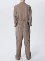 Mens Textured Striped Long Sleeve Jumpsuit SKUK74991