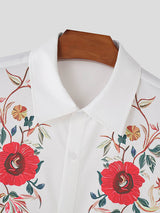 Mens Fashion Floral Print Long Sleeve Shirt SKUK63843