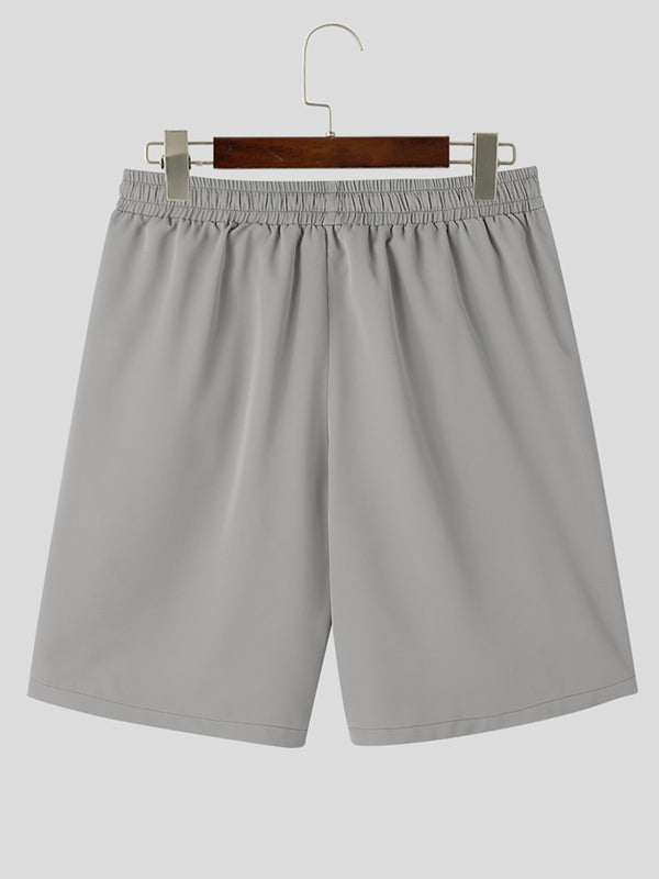 Mens Solid Zip Cuff Casual Drawstring Shorts SKUK21719