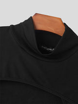 Mens Cutout High Neck Long Sleeve T-Shirt SKUK36561