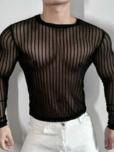 Mens Striped Sheer Long-Sleeve T-Shirt SKUK91508