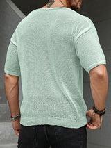 Mens Solid V-Neck Short Sleeve T-Shirt SKUK53851