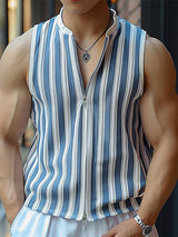 Mens Striped V-Neck Sleeveless Tank SKUK72839