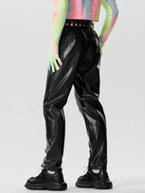 Mens Lace-Up Cuff PU Leather Pants SKUK28539