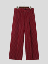 Mens Vertical Striped Pleated Casual Pants SKUK27787