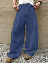 Mens Solid Casual Wide-Legged Pants SKUK61850