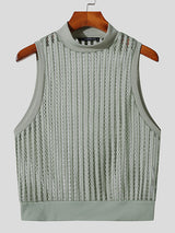 Mens Knit Striped Mesh Sleeveless Crop Top SKUK11279