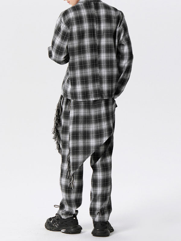 Mens Plaid Kimono Casual Two Pieces Outfits SKUK44895