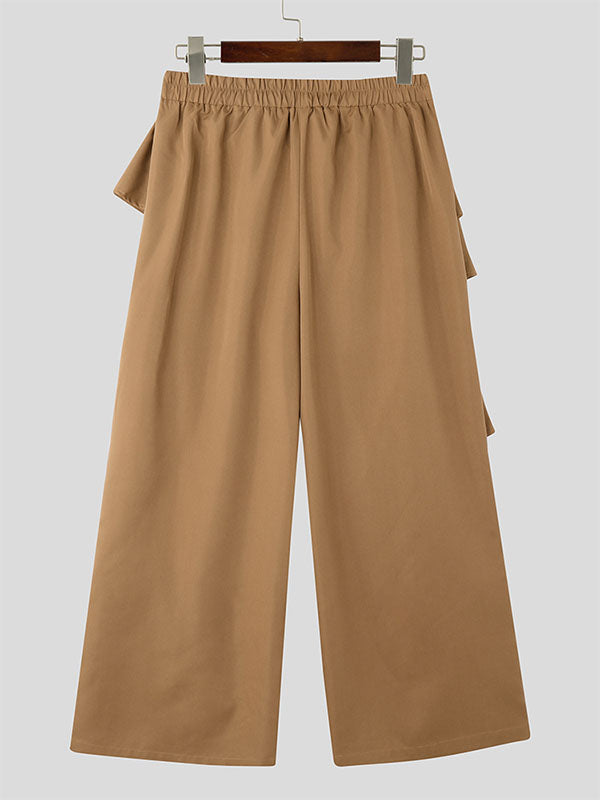 Mens Solid Color Ruffle Pant SKUK85616