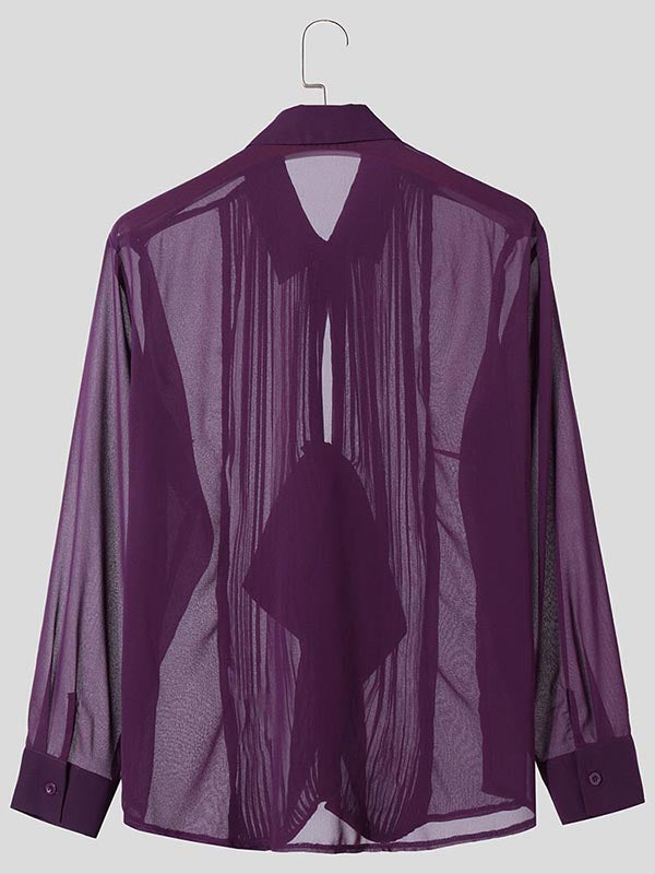 Mens Chiffon Sheer Long Sleeve Shirt SKUK76941