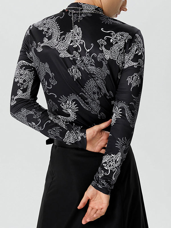 Mens Allover Dragon Print Long Sleeve T-Shirt SKUK26946