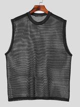 Mens Mesh See Through Crew Neck Vest SKUK46423