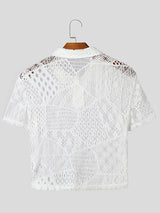 Mens Lace See Through Short Sleeve Crop Tops SKUK58191