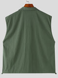 Mens Solid Half Zipper Cargo Pockets Vest SKUK58896