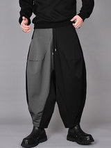 Mens Contrast Patchwork Casual Drawstring Harem Pants SKUK45447