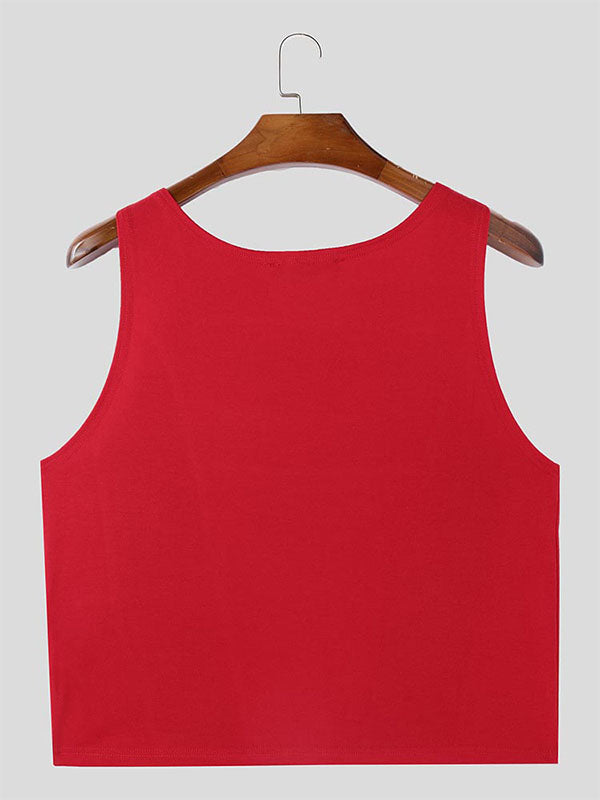 Mens Hollow-Out Textured Sleeveless Tank SKUK90539