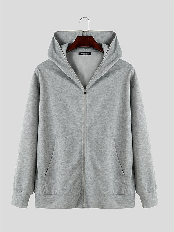 Mens Zip-Design Long-Sleeve Hoodie SKUK76314