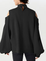 Mens Cutout High Neck Long Sleeve Shirt SKUK48478