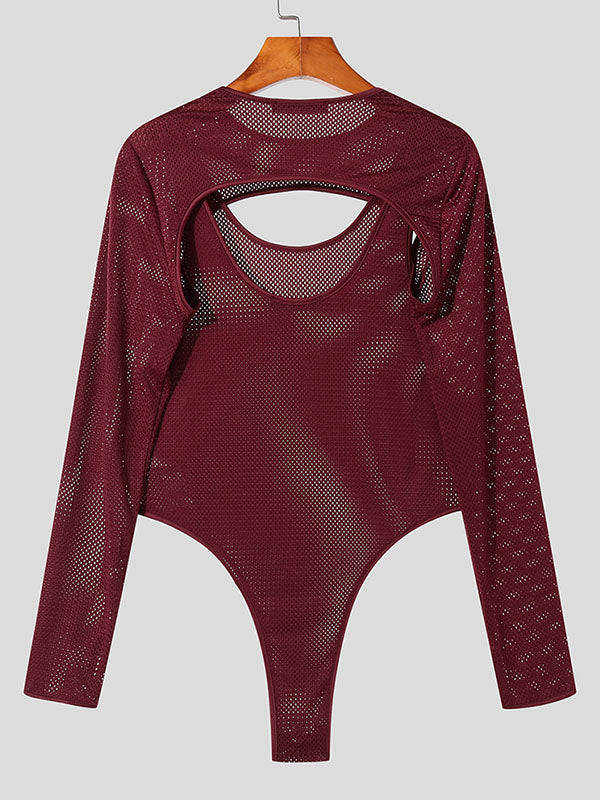 Mens Hollow Deconstruction Long Sleeve Bodysuit SKUK20567