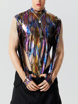 Mens Metallic Print Half-Collar Bodysuit SKUK16229