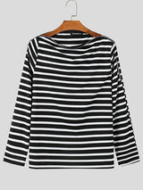 Mens Striped Color-Block Long-Sleeve T-Shirt SKUK88907