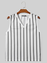 Mens Striped V-Neck Casual Sleeveless Vest SKUK52935