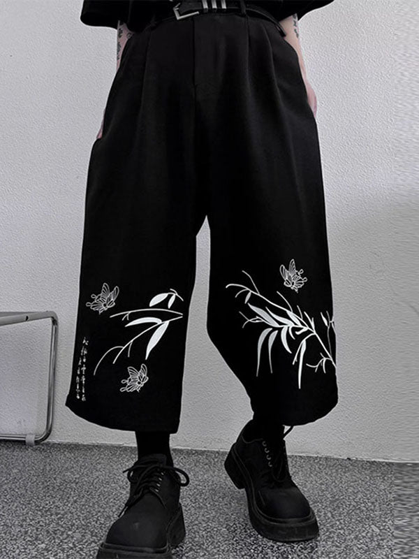 Mens New Chinese Style Print Cropped Pants SKUK58124