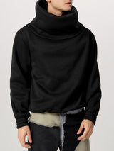 Mens Draped Collar Long-Sleeve Pullover Hoodie SKUK81534